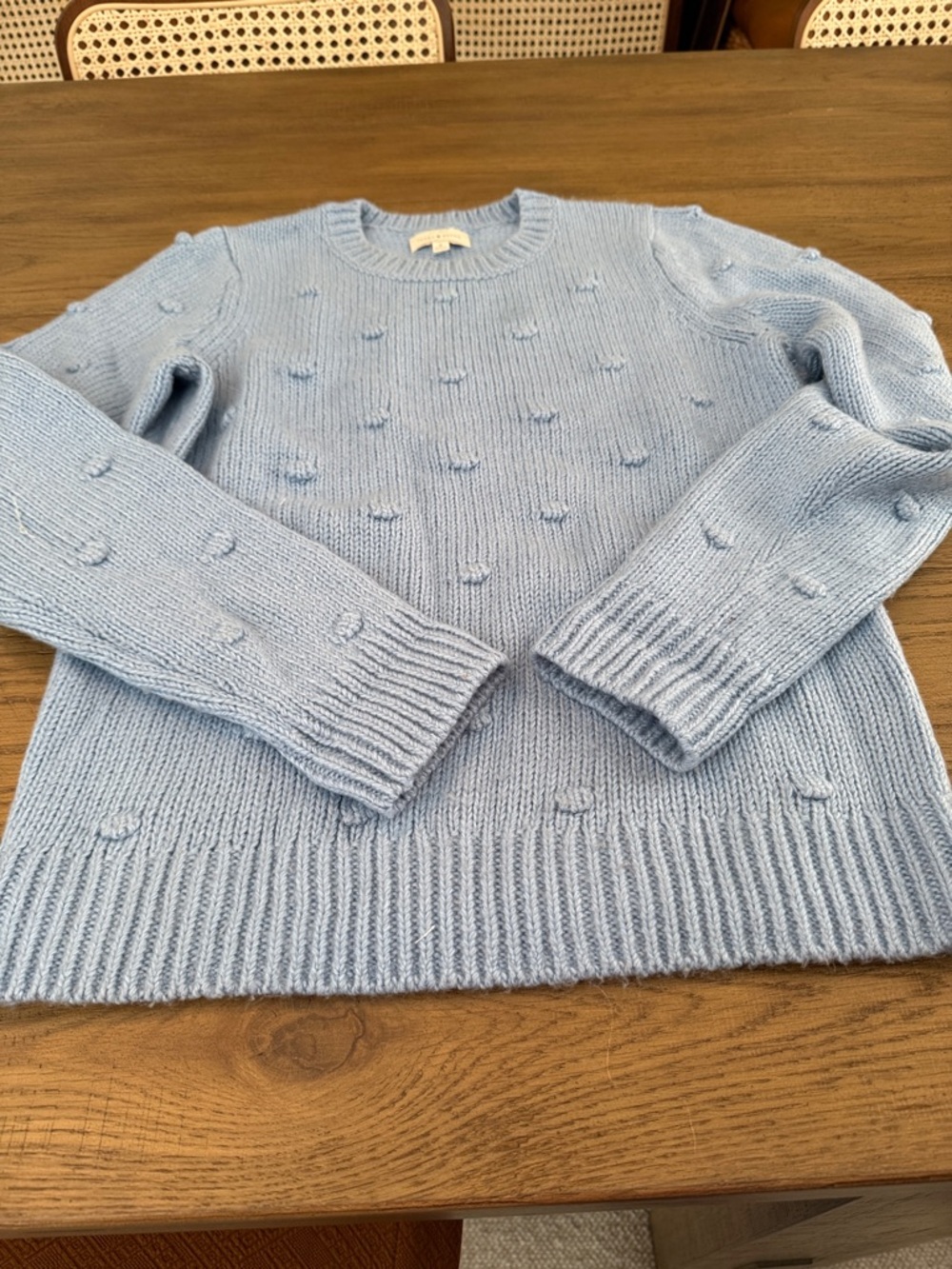 Lucky Brand Light Blue Pom-Pom Crewneck Sweater medium